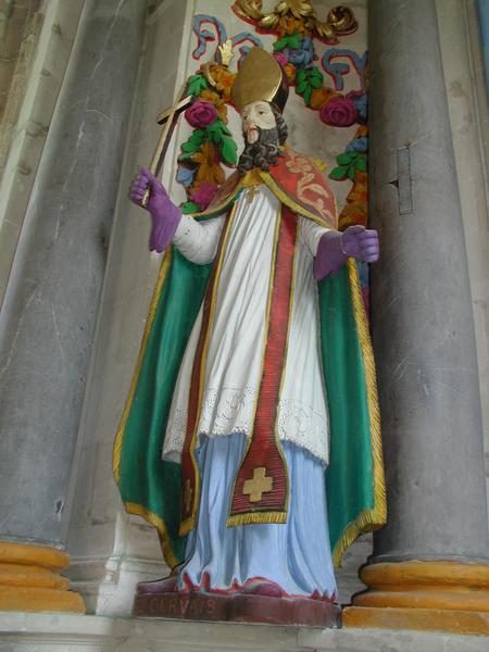 Saint Évêque (saint Gervais) , statue du retable du maître-autel