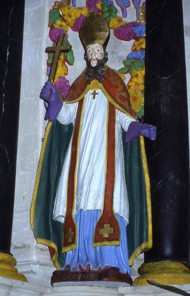 Saint Évêque (saint Gervais) , statue du retable du maître-autel