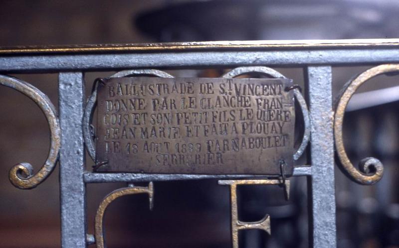 clôture de choeur (table de communion) : inscription - © Monuments historiques