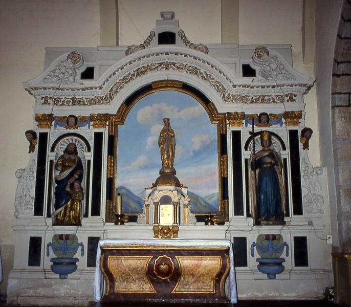 autel et retable du transept nord et ses deux statues : Saint Joseph et Sainte Hélène