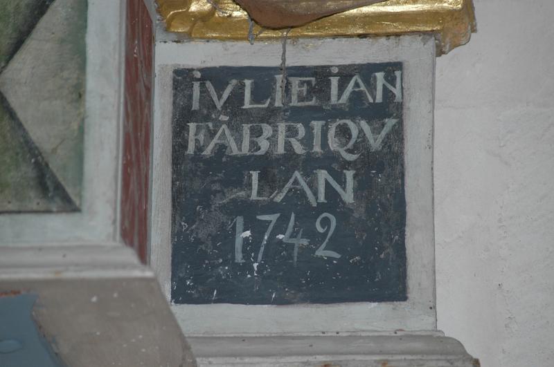 statue : Inscription soubassement niche de Saint Jospeh