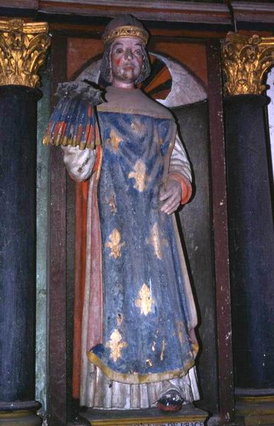 retable, tableau : Meurtre de sainte Tréphine et deux statues :t Saint Louis roi - © Monuments historiques