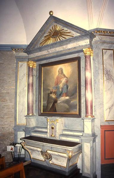 autel et retable du croisillon nord et son tableau : La Donation du scapulaire à saint Simon Stock - © Monuments historiques