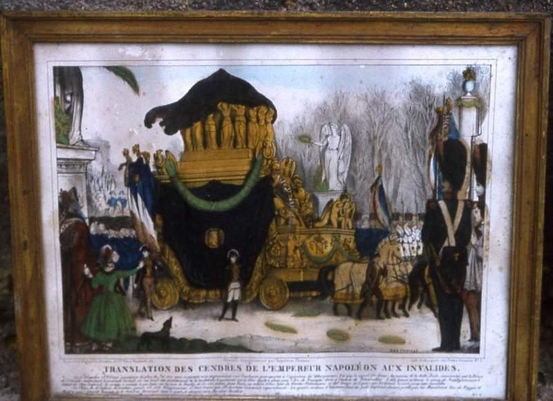 quatre estampes (images d'Epinal) : Translation des centres de l'Empereur Napoléon aux Invalides