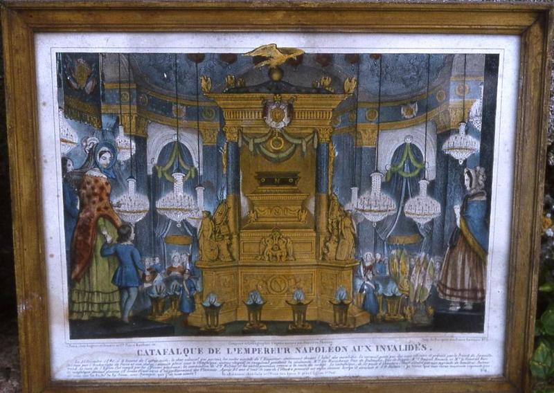 quatre estampes (images d'Epinal) : Catafalque de l'Empereur Napoléon aux Invalides