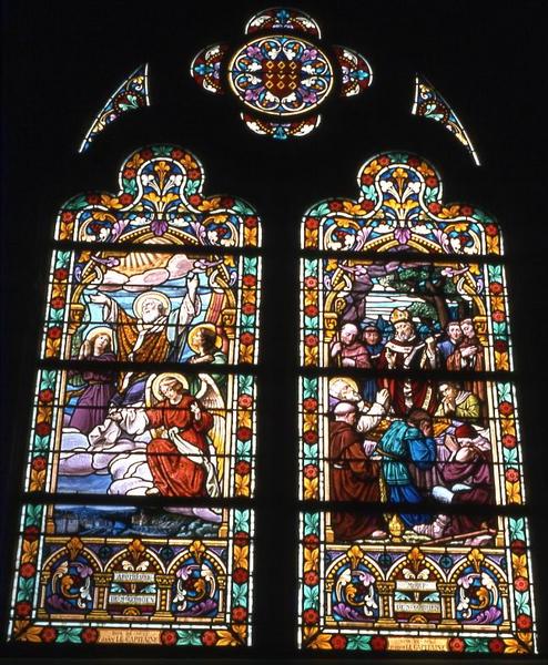verrières du choeur : vitrail n°2 Apothéose de saint Gobrien - © Monuments historiques