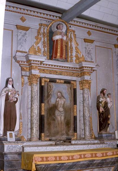 autel et retable latéraux sud, statue : Saint Etienne et tableau : Christ aux outrages