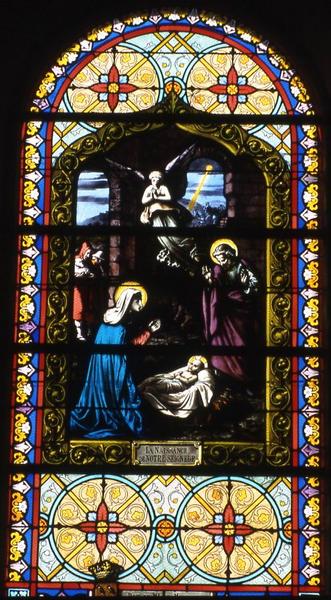 verrière du croisillon sud : Naissance de Notre Seigneur - © Monuments historiques