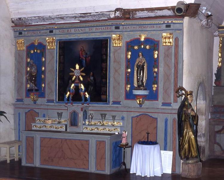 tableau : Le Rosaire, autel, retable et tabernacle du transept nord