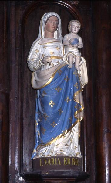 autel latéral nord, retable et deux statues :  Vierge du Rosaire - © Monuments historiques