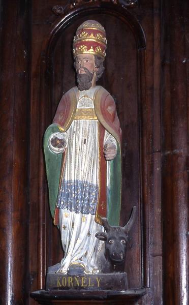 autel latéral sud, et trois statues : Saint cornély - © Monuments historiques