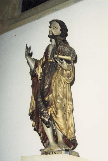 statue : Saint Jean-Baptiste, bois polychrome, vue de côté