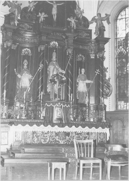 tabernacle, exposition, retable, statue : saint Augustin (maître-autel) (détail)