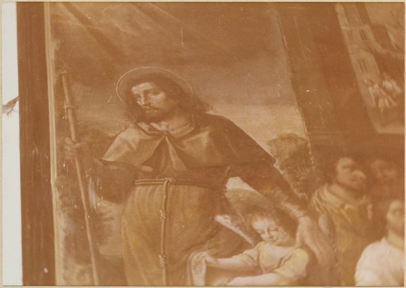 tableau : saint Roch soigné par l'ange, saint Roch guérissant des pestiférés