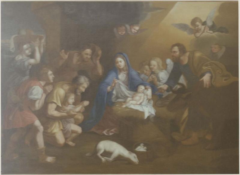 tableau : l'Adoration des bergers (à droite de la tribune d'orgues)