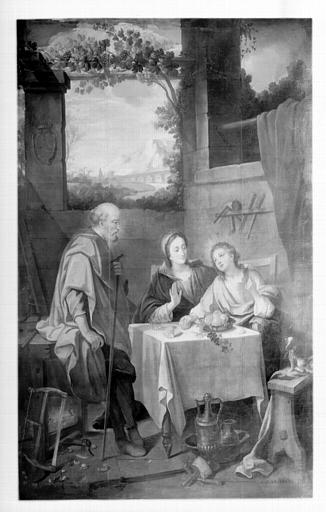 Peinture sur toile : la sainte Famille, état avant restauration