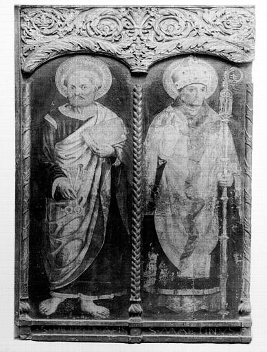 Panneau peint et sculpté : saint Pierre et saint Martin, état  avant restauration - © Ministère de la Culture (France), Médiathèque du patrimoine et de la photographie, diffusion GrandPalaisRmn Photo