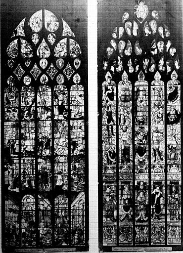 Photomontage de vitrail datant de 1921 : baies 17 et 18