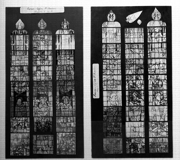 Photomontage de vitrail, chapelle V : baies A et B