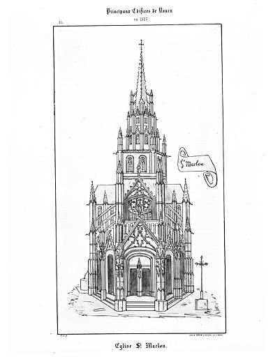 Façade ouest en 1525, gravure