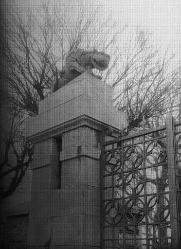 Lions en pierre taillée provenant du château de Diéry