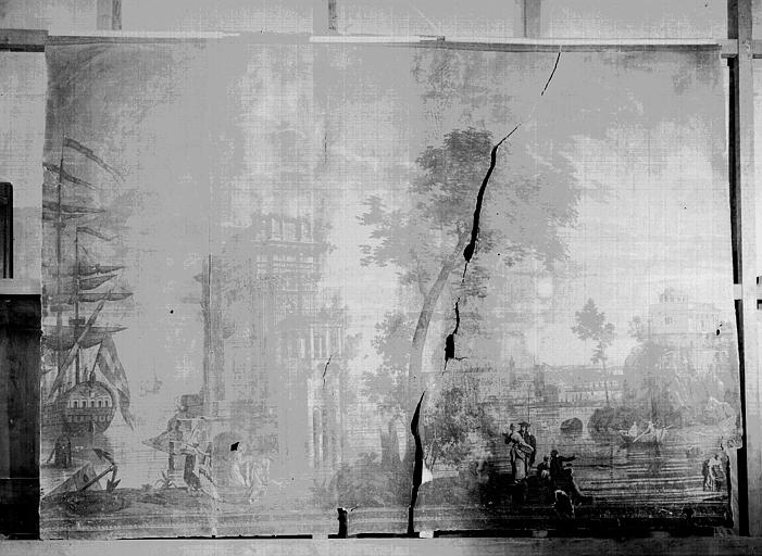 Papier peint : paysage maritime, état avant restauration