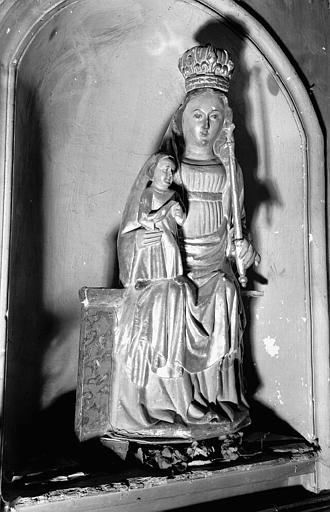 Statue en bois peint et doré, niche côté sud du choeur : Vierge à l'Enfant