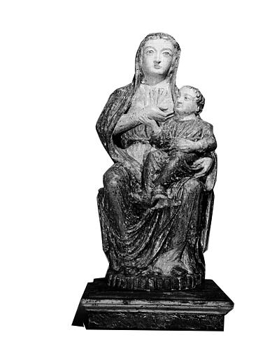 Statue en bois polychromé : Vierge à l'Enfant