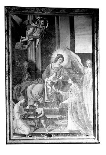 Retable du choeur, peinture sur toile : Vierge à l'Enfant avec saint Antoine et saint Martin