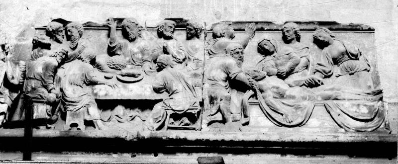 retable, 2 bas-reliefs : la Cène, la Mise au tombeau