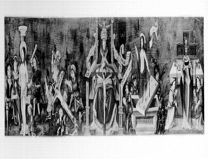 Panneau peint : Flagellation, Crucifiement, Trinité, Résurrection, Messe de saint Grégoire, état après restauration - © Ministère de la Culture (France), Médiathèque du patrimoine et de la photographie, diffusion RMN-GP