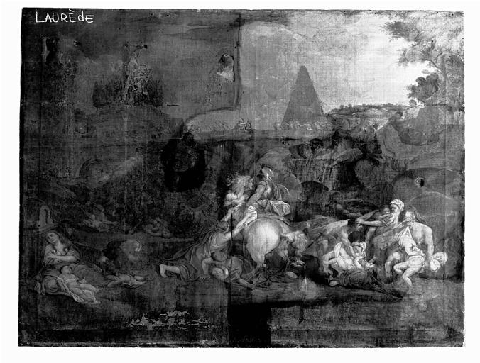 Peinture sur toile : Le Massacre des Innocents, état avant restauration