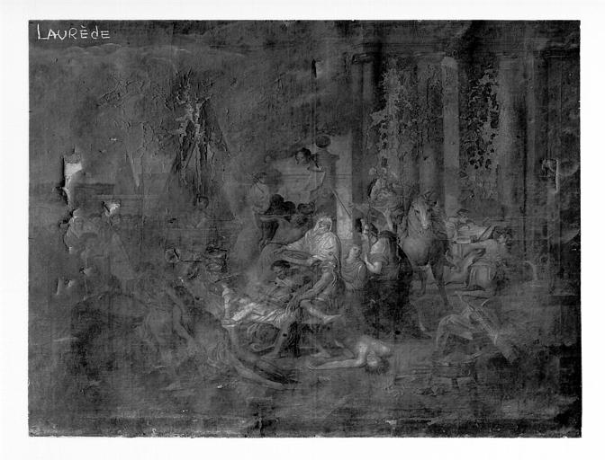 Peinture sur toile : Le Massacre des Innocents (supposé), état avant restauration