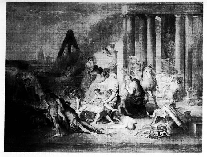 Peinture sur toile : Le Massacre des Innocents, état après restauration