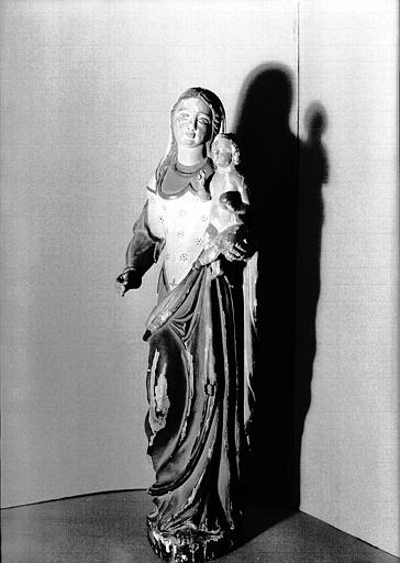 Statue en bois peint : Vierge à l'Enfant