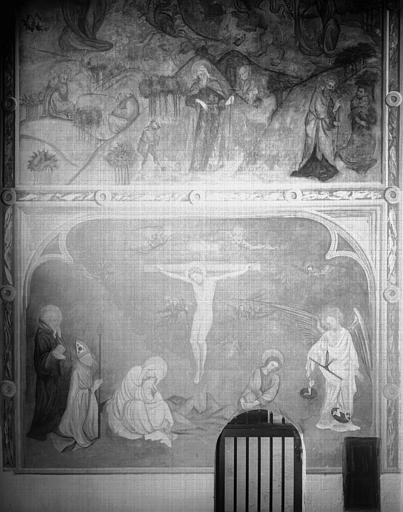 Chapelle nord, peintures murales : scènes de la vie de saint Antoine et Crucifixion