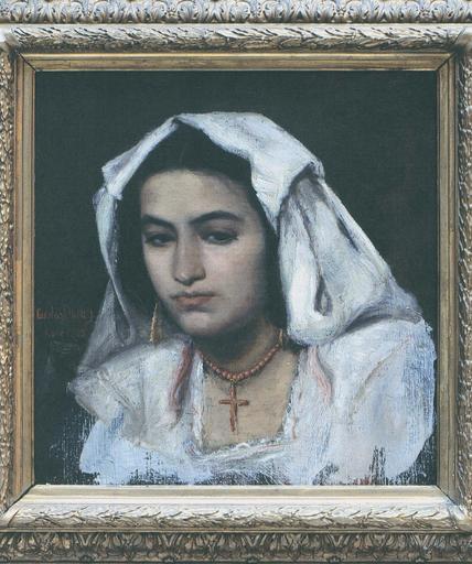 tableau : Jeune Romaine, huile sur toile, 1865