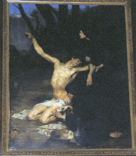 tableau : Saint Sébastien soigné par sainte Irène, huile sur toile, début 20e siècle - © Ministère de la Culture (France), Médiathèque du patrimoine et de la photographie (objets mobiliers), tous droits réservés
