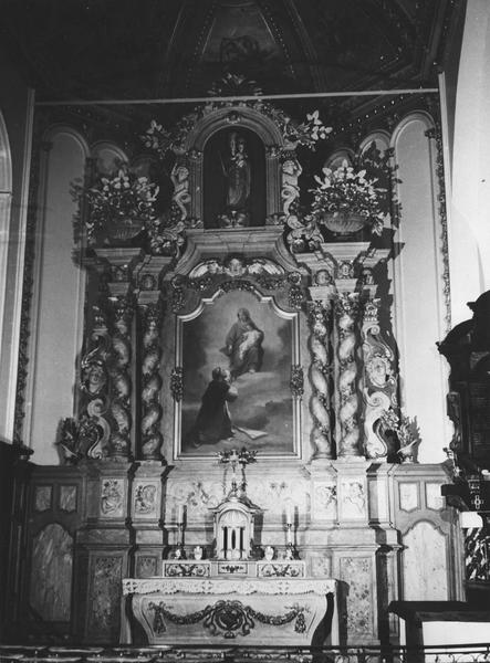 autel, retable, statue, tableau : Vierge remettant le rosaire à Saint Dominique (la), vue générale