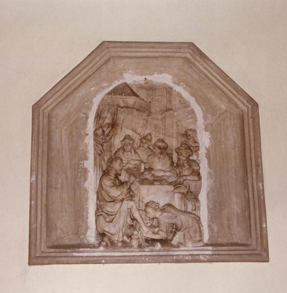 haut-relief : Marie Madeleine lavant les pieds du Christ, vue générale