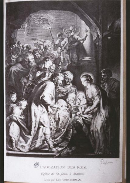 tableau : Adoration des Mages (l'), vue générale d'une estampe