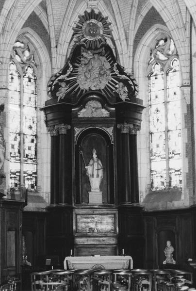 autel, retable, statue : saint Eloi (autel secondaire sud, en pendant), vue générale