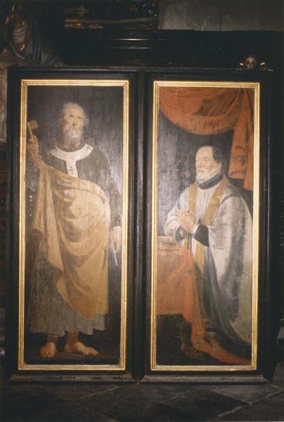 tableau (triptyque), vue partielle : saint Pierre et un donateur