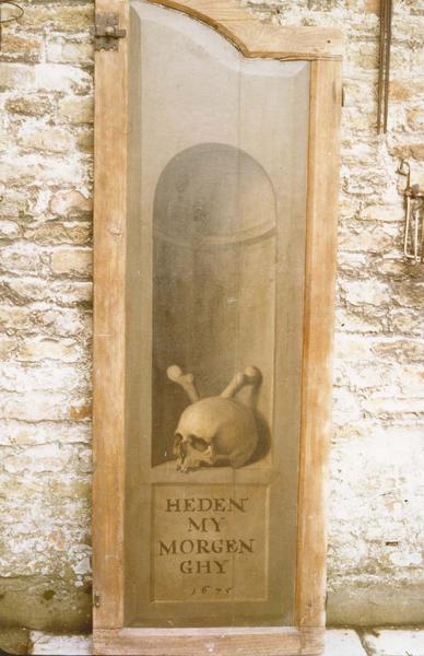 retable (triptyque) : Saint Blaise, homme et femme en donateurs, saint Léonard, détail