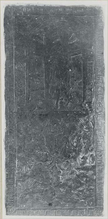 dalle funéraire de Jean de Hun, mort en 1500 et de Jeanne de Roisin, son épouse morte en 1538