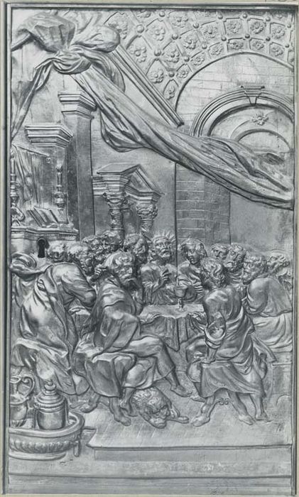 porte du tabernacle de l'autel de la chapelle du Sacré-Coeur : la Cène