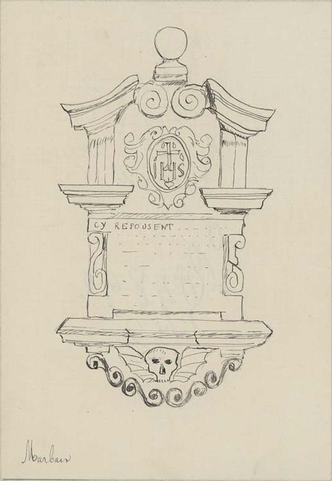 dalle funéraire de Nicolas de Brissy, mort en 1694 et de Barbe de Lenosse, sa femme morte en 1702