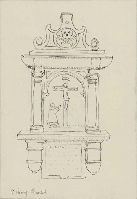 dalle funéraire de Louis Martin, mayeur de Saint-Rémy-Chaussée mort en 1691