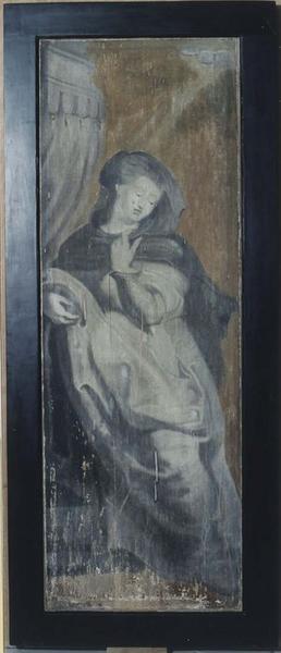 tableau (triptyque) : adoration des mages (l'), détail d'un des volets, Vierge de l'Annonciation