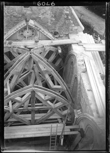 Restauration du choeur : Charpente de l'abside (vue aérienne)